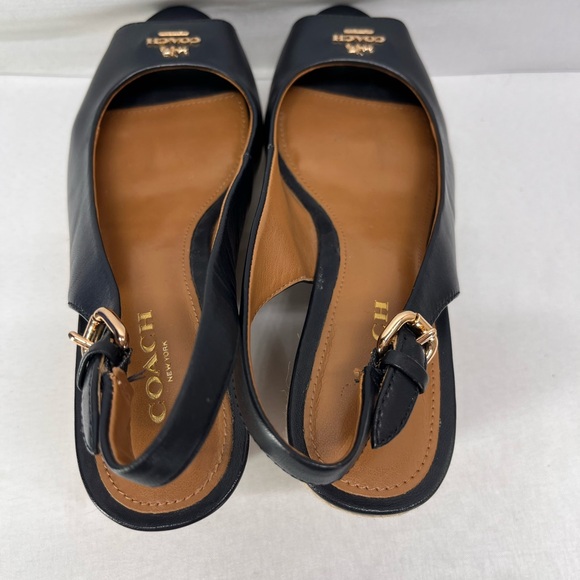 Coach Navy Wedge Sandals with espadrille platform - Picture 5 of 7
